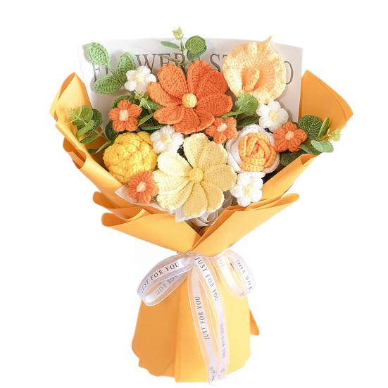 Искусственные Цветы Ручной Работы Крючком Букет Цветов Мягкая Хлопковая Пряжа Не Требует Ухода Гибкие Стебли Искусственный Цветок Розы Свадебное Украшение