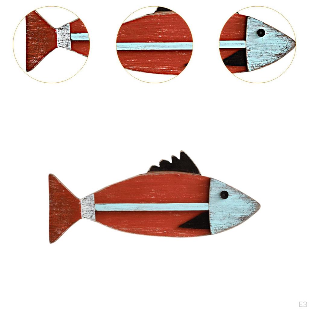 Wooden Fishing Wall Sculpture Beach Themed Home Decor Nautical Decoration for Bedroom