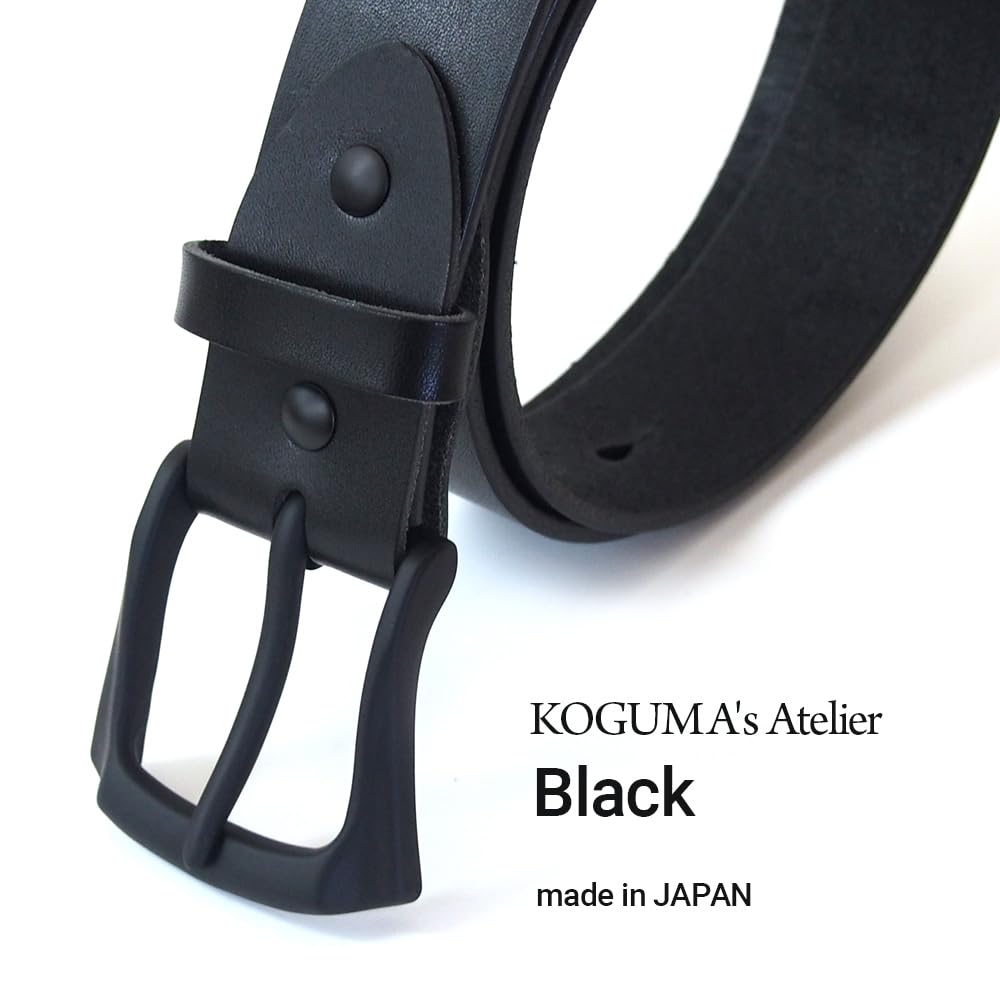 [KOGUMA BELT] Наслаждайтесь черным цветом вашего ремня - Кожа Тотиги, Сделано в Японии, Кожа растительного дубления, Черный, Пряжка, Мужской и Женский, Коровья кожа