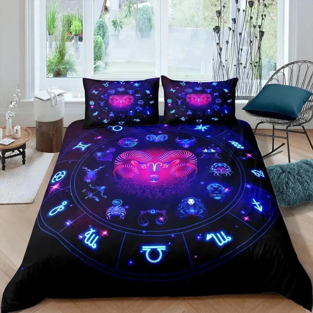 Комплект пододеяльника Gemini Twin Size Созвездие Комплект пододеяльника Космическое пространство Вселенная Планета Принт Комплект постельного белья для детей Подростков