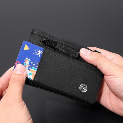 Мужские кошельки RFID-держатель для кредитных карт Роскошный нейлоновый тонкий кошелек Чехол на молнии для ключей и карт Мужской тактический кошелек Кошелек для монет с карабином