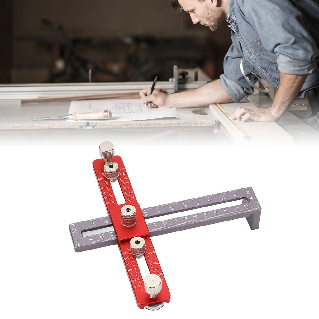 Локатор для установки дюбелей на шкафы, регулируемая высота, алюминиевый сплав, отверстие для ручки шкафа с 2 дюбелями