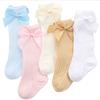 baby summer socks for newborn long socks set white mesh ruffle cotton soft long new born socks with bow princess birthday gift