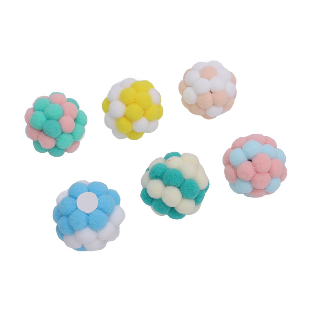 6pcs Plush Cat Toy Ball with Bell Inside Soft Safe Interactive Cat Chew Toy Ball for Kittens Kitty
