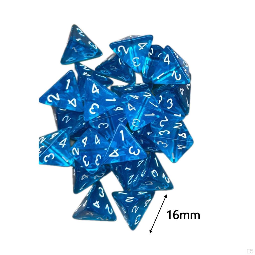 Набор из 25 четырехсторонних кубиков для ролевых игр, набор акриловых многогранников, D4, 16 мм