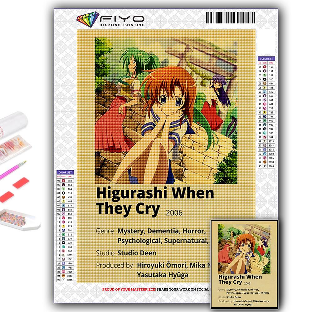 5D Алмазная картина Аниме Когда они плачут Хигураши DIY Алмазная вышивка Горный хрусталь Украшение дома