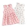 Платье для маленьких девочек, летнее милое хлопковое розовое и белое платье без рукавов в горошек для девочек, детское платье принцессы