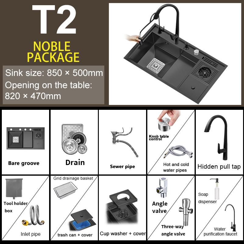 Кухонная мойка Nano Step из нержавеющей стали, стиральная машина для чашек, большая многофункциональная раковина с одним слотом и мусорным баком для кухни