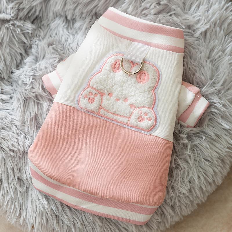 New Cat Clothes, Cute Bear Baseball Clothes, Cats, Puppies and Dogs, Warm In Autumn and Winter, Can Pull Two-legged Cotton-padded Clothes