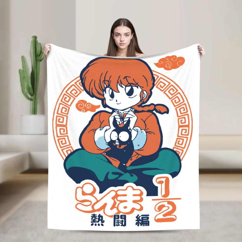 Пледы Ranma 1/2 с принтом из аниме, флисовые, дышащие, легкие, для кровати, для улицы, одеяло