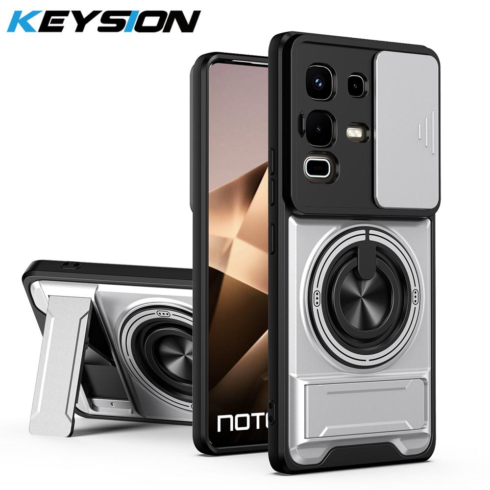 KEYSION Магнитный чехол для телефона Infinix Note 50 4G 50 Pro+ 50S 50X 5G Защита камеры со сдвижной крышкой Вертикальная подставка Ударопрочный чехол