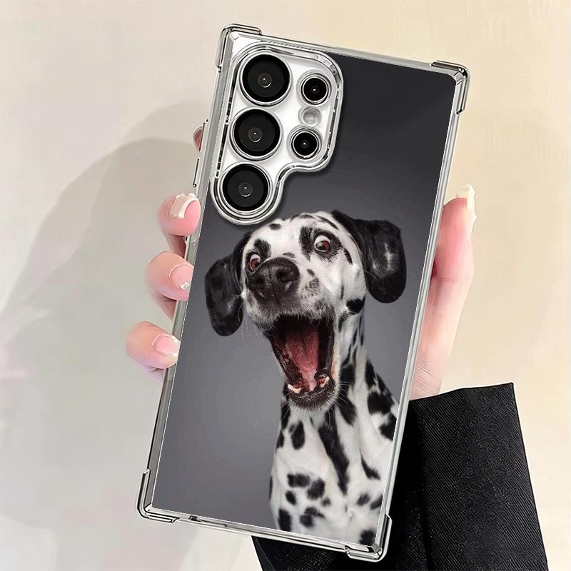 Dalmatian Cute Dog Plating Phone Case For Samsung Galaxy S24 S25 FE S26 Edge S23 Ultra S22 S21 Plus S20 Anti-Fall Airabag Cover