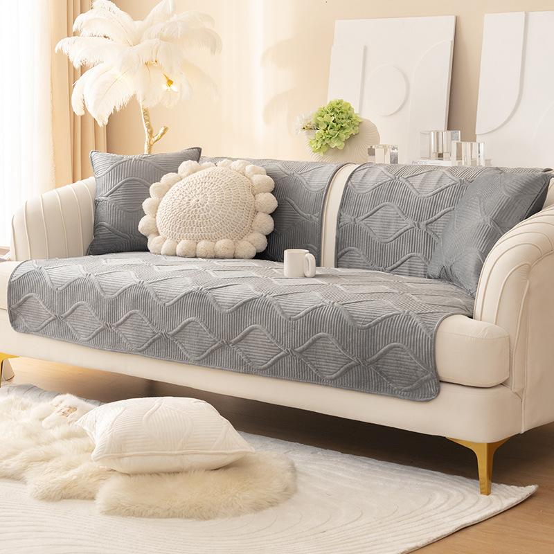 Light Luxury Dutch Plush Sofa Cushion Winter Fabric Thickened Anti Slip Plush Cover