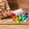 Balls In Cups Early Education Toys Wooden Board Game Sensory Training Logical Thinking Rainbow Color
