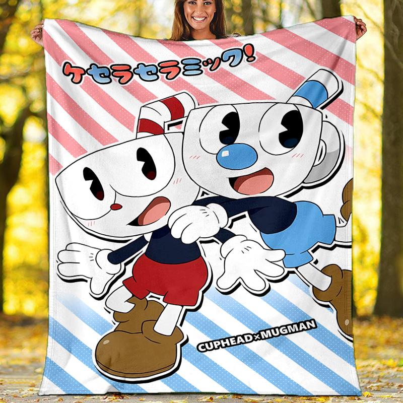 Cuphead printed throw blanket—lightweight,soft,warm;versatile blanket for all seasons—perfect as &air-conditioning throw,nap blanket
