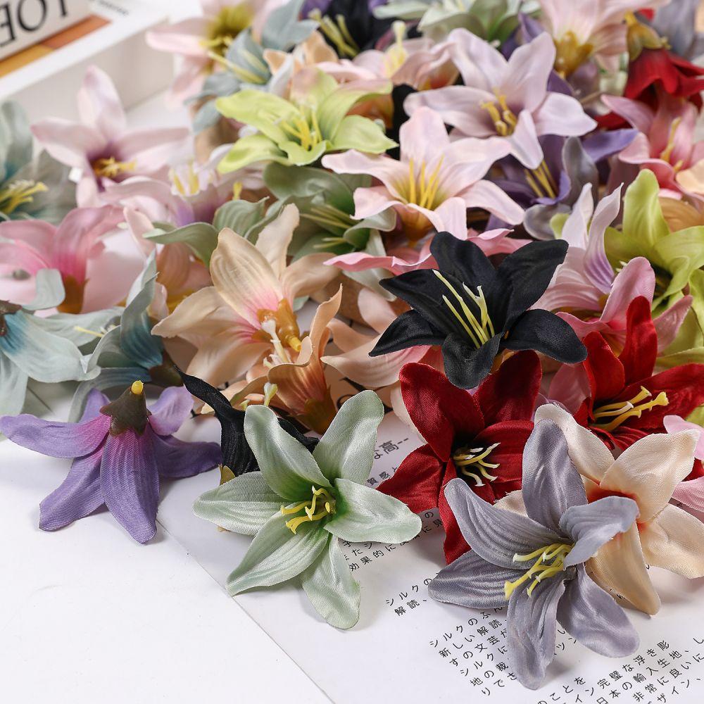 10/20/50 Pcs Silk Artificial Flower Lily Flower Head DIY Crafts Scrapbooking Home Wedding Room Party Wreath Decor Accessories