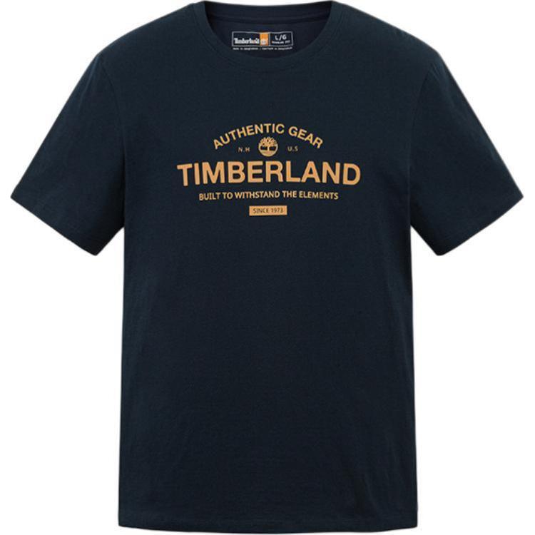 Timberland Удобная простая дышащая футболка с коротким рукавом для мужчин, темно-сапфирово-синяя A2Q2X433