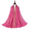 Женский Мусульманский Кружевной Пузырчатый Шифоновый Хиджаб Платок Foulard Femme Musulman Исламские Платки на Голову Арабские Головные Уборы