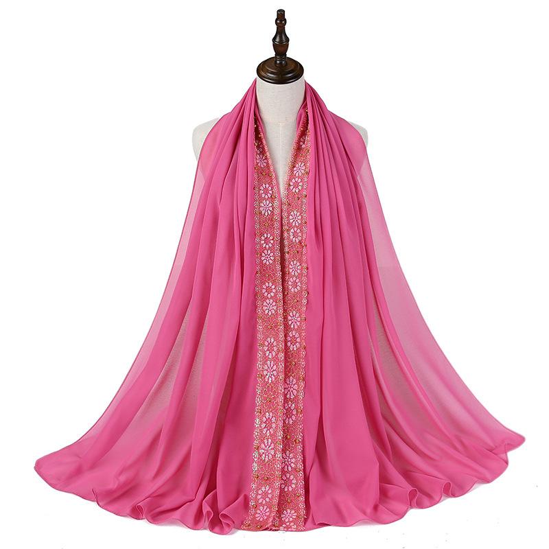 Женский Мусульманский Кружевной Пузырчатый Шифоновый Хиджаб Платок Foulard Femme Musulman Исламские Платки на Голову Арабские Головные Уборы