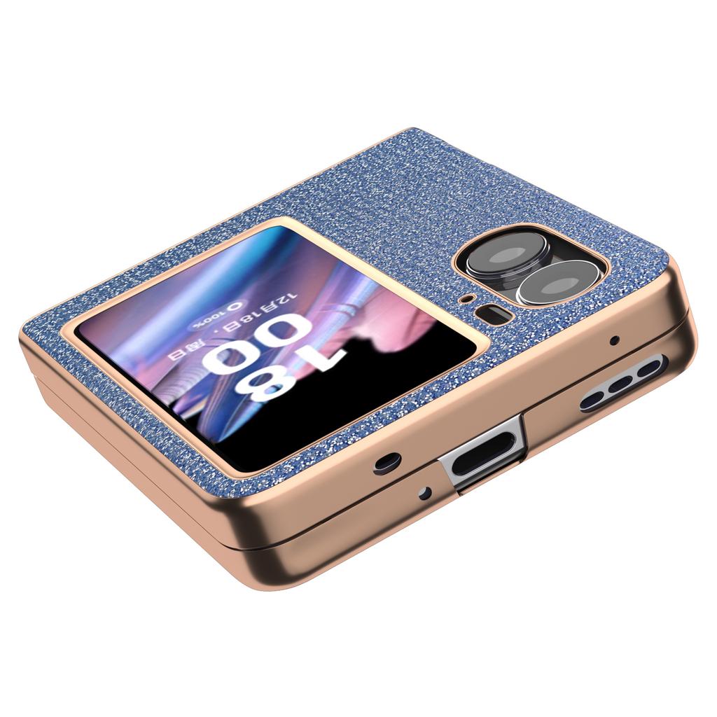Electroplating Phone Case for Oppo Find N2 Flip 5G Rhinestone Texture Shockproof Case PC+PU Leather Phone Cover