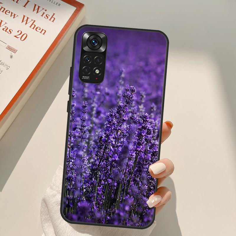 Чехол с цветком лавандового цвета для Xiaomi Redmi Note 11 10 9 8 Pro Note 11S 10S 9S 8T K50 K40 9A 9C 10A 10C