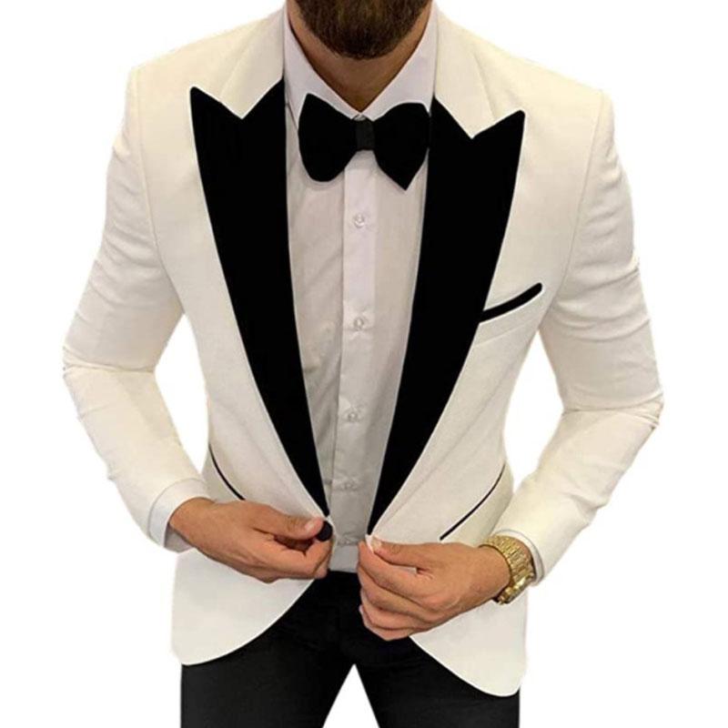 Белый пиджак Костюмы Ropa Hombre Деловые повседневные свадебные вечеринки Женихи Fit Смокинг Костюм хозяина Мужской костюм Обычный комплект из 2 предметов: куртка + брюки