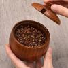 Wooden Seasoning Jar Salt Cellar Sugar Bowl Pepper Box with Lid Natural Style Spice Container Storage Box for Kitchen Restaurant