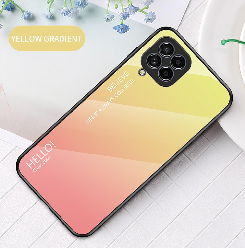 For Samsung Galaxy J4 J6 Plus J2 Pro J4 Core J7 M10 M20 M21 M30S M31 M31S M51 M53 Case Gradient Aurora Tempered Glass Soft Frame Back Cover Phone Case