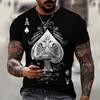 European and American Summer Style Poker Card Pattern Short Sleeve 3D Printed T-shirt Fashion Street Men's Casual Short Sleeve
