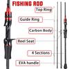 SOUGAYILANG Portable 4-section Fishing Rod 2.1M Fishing Rod Carbon Fiber Spinning Fishing Rod Fishing Gear