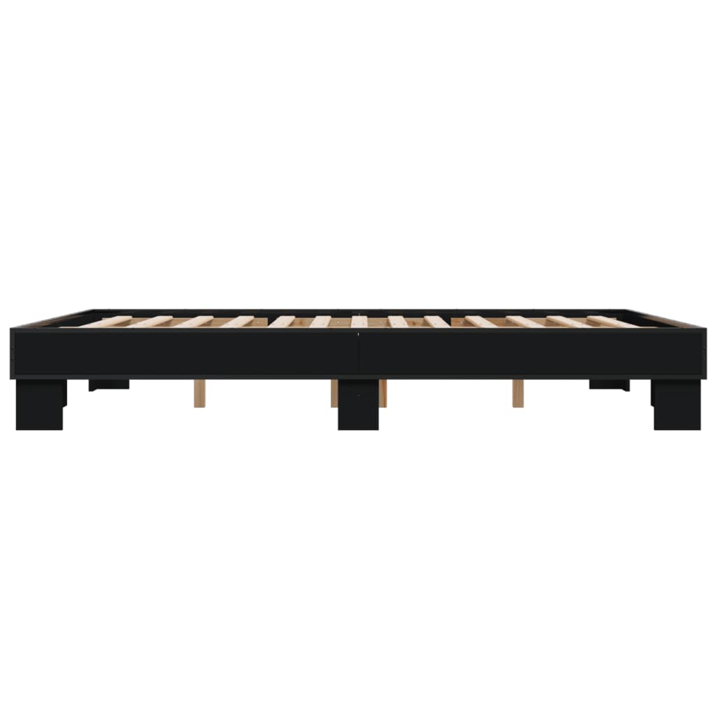 Bed Frame Black 150 x 200 cm Particleboard and Metal