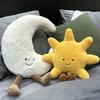 Очаровательная плюшевая игрушка с улыбающимся лицом, белой луной, желтым солнцем, милая мультяшная плюшевая игрушка с погодой для детей, декор для спальни, декоративная подушка для дивана