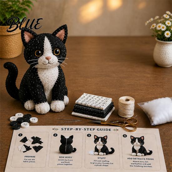 Швейный набор с украшением 3D DIY Набор Пэчворк Кот Наполнитель Хлопок Создать Очаровательное Животное Милый