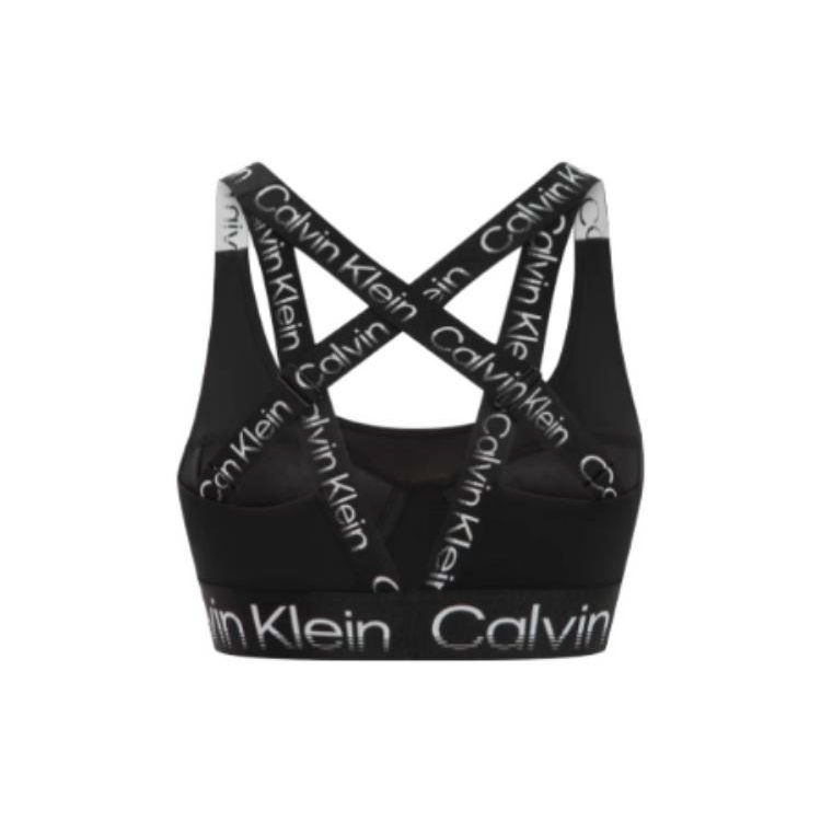 Calvin Klein Спортивный бюстгальтер с логотипом, перекрещенными жаккардовыми лямками, женское нижнее белье, черный 4WS2K166