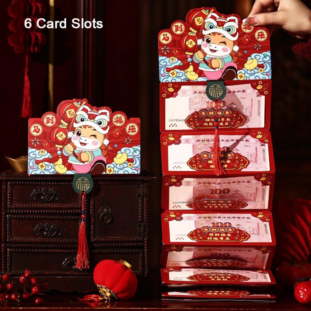 Paper Horse Year Red Envelope Red Color Folding Style Folded Red Envelope 3D Design 6/10 Card Position Lucky Red Bag