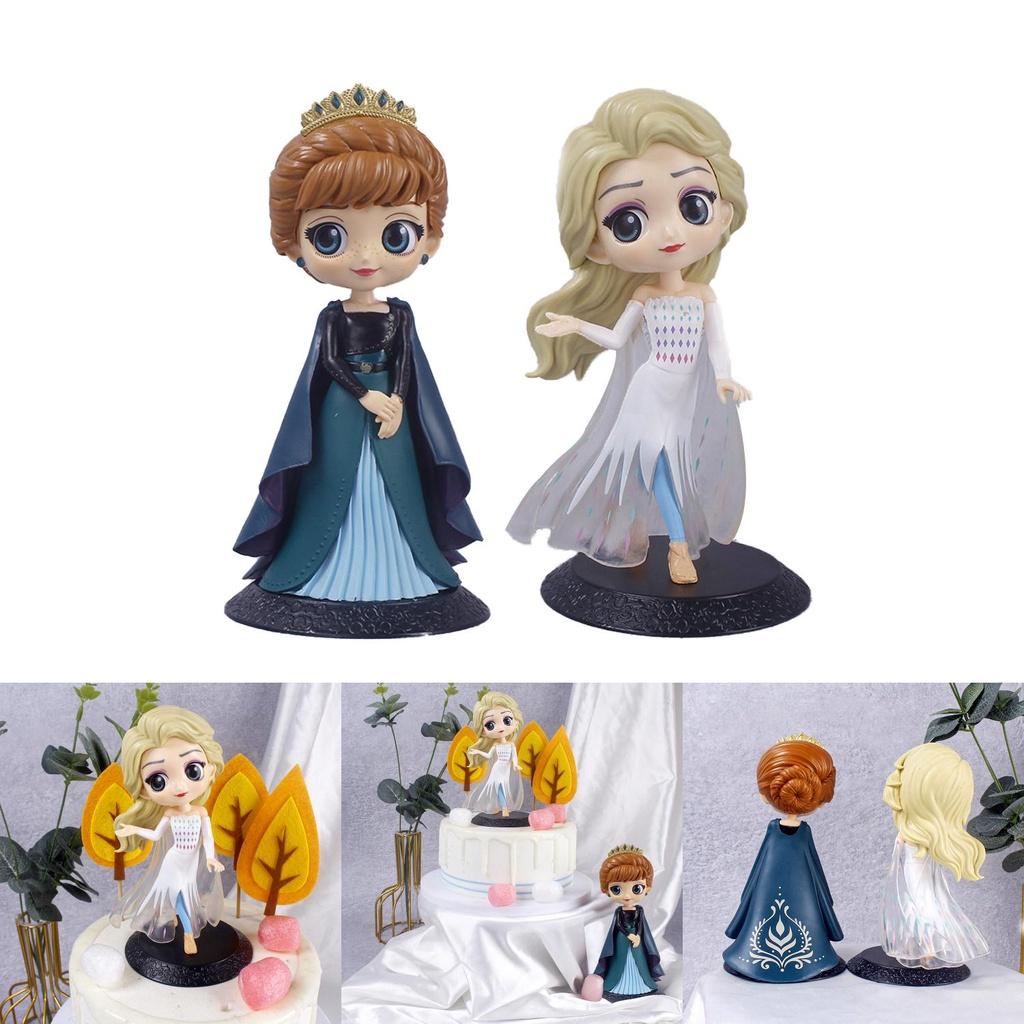 Frozen Pvc Elsa Anna Action Figure Toy Model Cake Topper Home Decor Birthday Gift