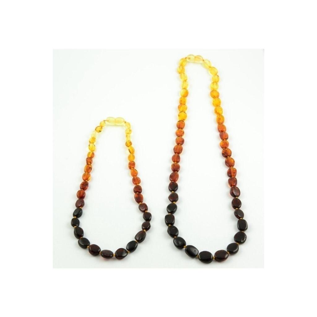 Оригинальный комплект янтарного ожерелья "Радуга для мамы и ребенка"