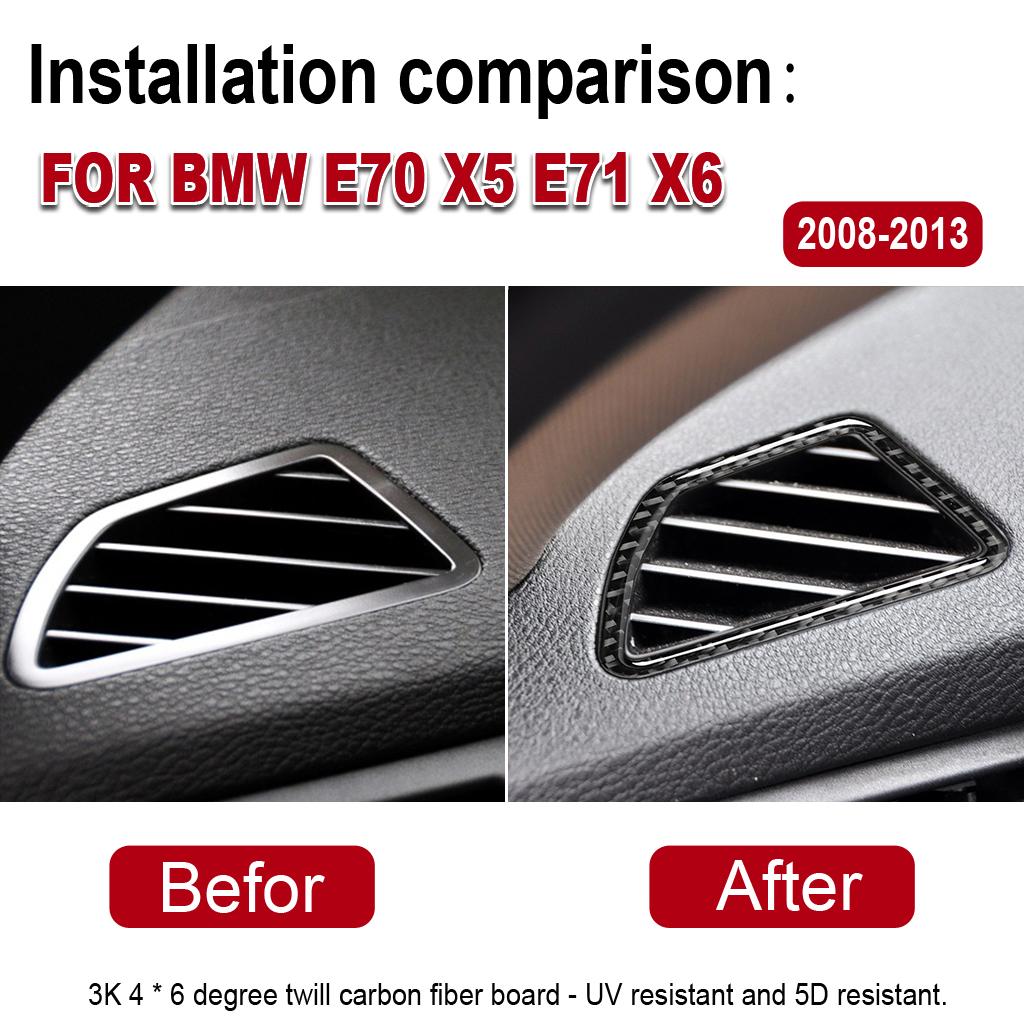 2pcs Real Carbon Fiber Car Central Dashboard Air Conditioning Outlet Frame Sticker For BMW X5 E70 X6 E71 2008-2013