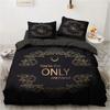 3D Black Bedding Set Pillowcase King Queen Full Single 200x200 Bed Linen Gold Design 3D Printed Duvet Cover Set for Teens Women