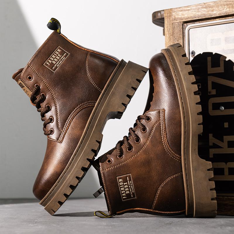 Мужские повседневные кожаные ботинки на высокой подошве, ботинки-дезерты для отдыха, ботинки для мотокросса, универсальные мужские ботильоны