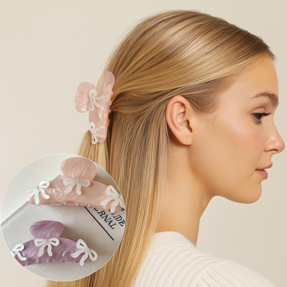 Barrette Bow Hair Claw Ballet Acetic Acid Shark Clip Sweet Zircon Hairpin  Travel