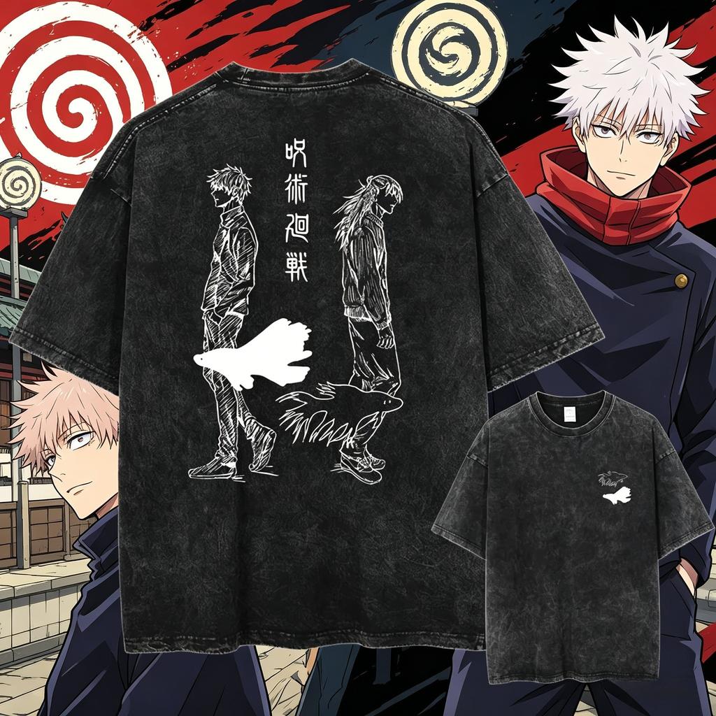 2026 Summer Jujutsu Kaisen Manga Tshirt Zenin Maki Graphic Print T Shirt Men Clothes Short Sleeve Tees Washed Oversized Cotton