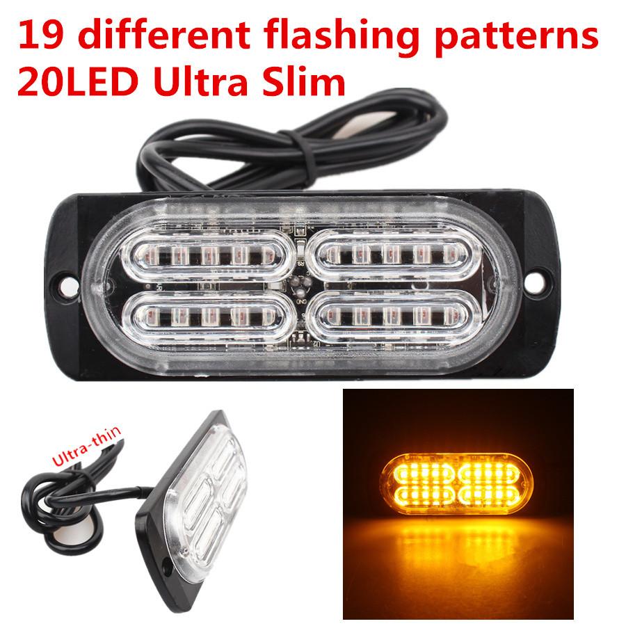 Universal Waterproof 12V 24V 20LED Car Truck Pickup Emergency Side Strobe Light