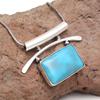 Blue Turquoise Gemstone Handmade Women's Unisex Silver Jewelry Pendant 1.25