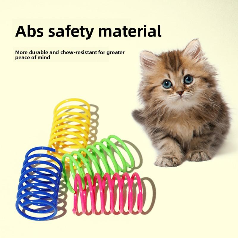 Разноцветные пластиковые пружинные игрушки для кошек, Пластиковые разноцветные пружинные прыгающие игрушки для кошек, Товары для кошек