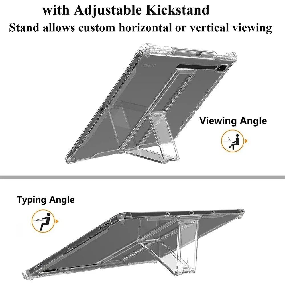 Чехол из ТПУ для Samsung Galaxy Tab S9 S8 Plus 12,4, чехол-подставка для ПК, чехол-подставка для Galaxy S7 PLUS FE 12,4 Tab S6 Lite 10,4 S9 11 дюймов A8 10,5, защитный чехол для планшета
