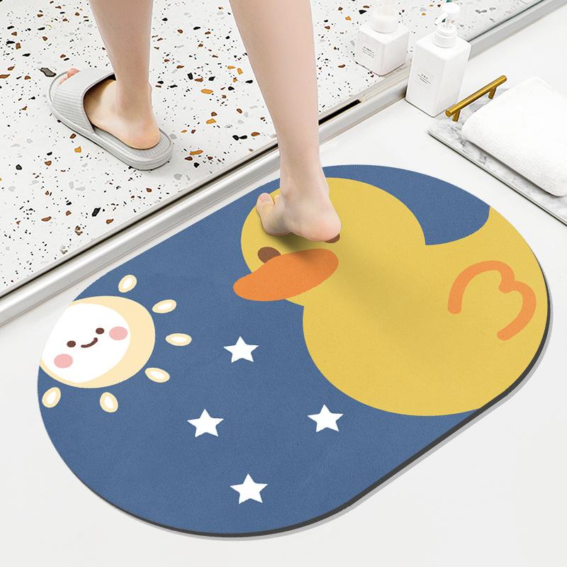 Diatom Mud Mat Toilet Cartoon Top Restroom Mat Non-slip Moisture-wicking Quick Drying Home Toilet Door Bathroom Pad