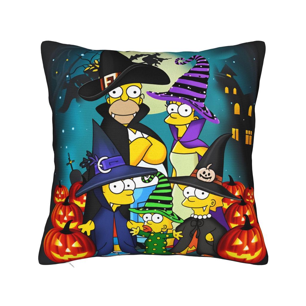 Pillow Cover SSimpsons Spooky Springfield Shenanigans Halloween Novelty Pillow Case For Couch Sofa Bedroom Pillowcases