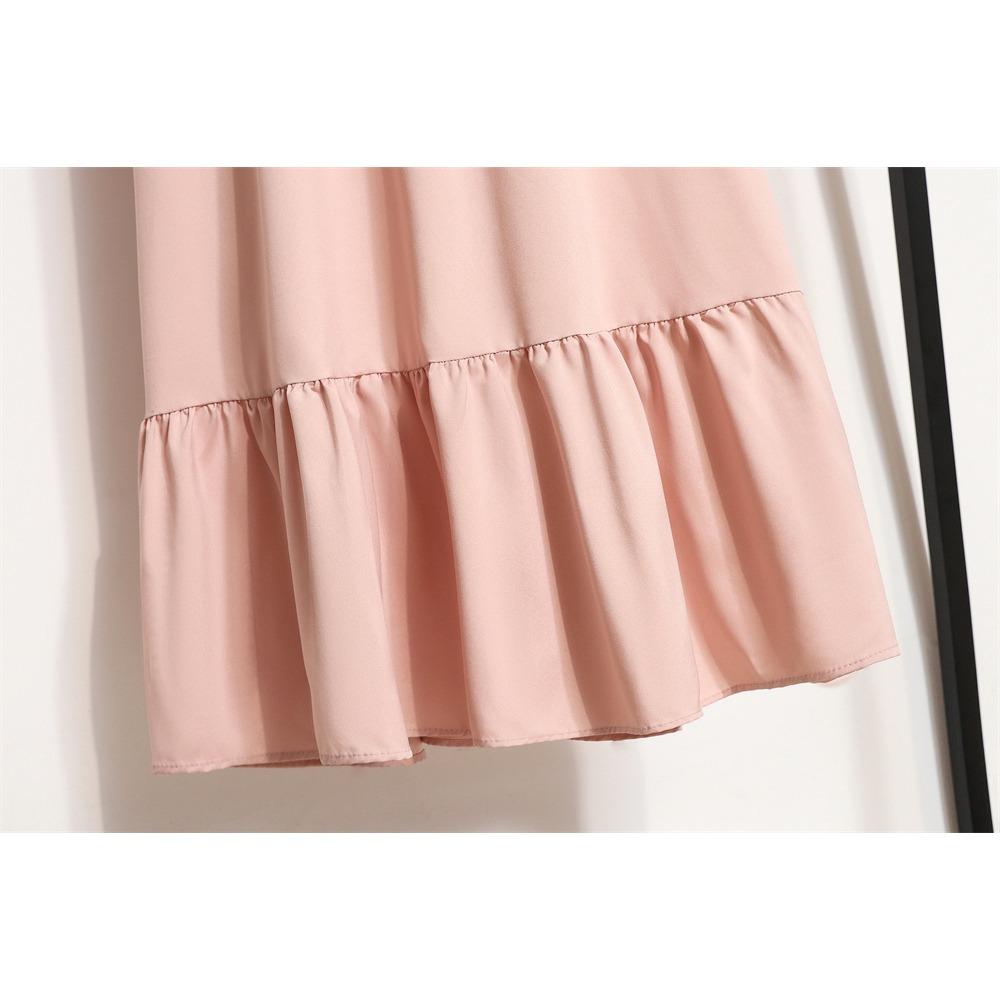 GMXIA Женская мода весна осень однотонный принт с длинным рукавом и круглым вырезом с высокой талией повседневные платья