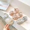 Детские летние сандалии для девочек, туфли принцессы с бабочкой для вечеринки, свадьбы, мягкая подошва, детские туфли с полыми носками и жемчугом